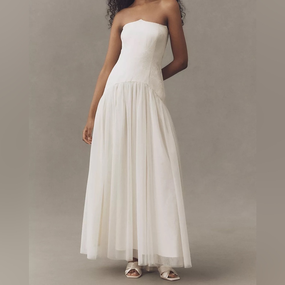 Hutch Strapless Cream Boho Maxi Gown